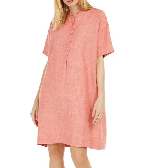 chinese dress ladies Eileen Fisher Organic Linen Delave Shirt Dress – BLU'S